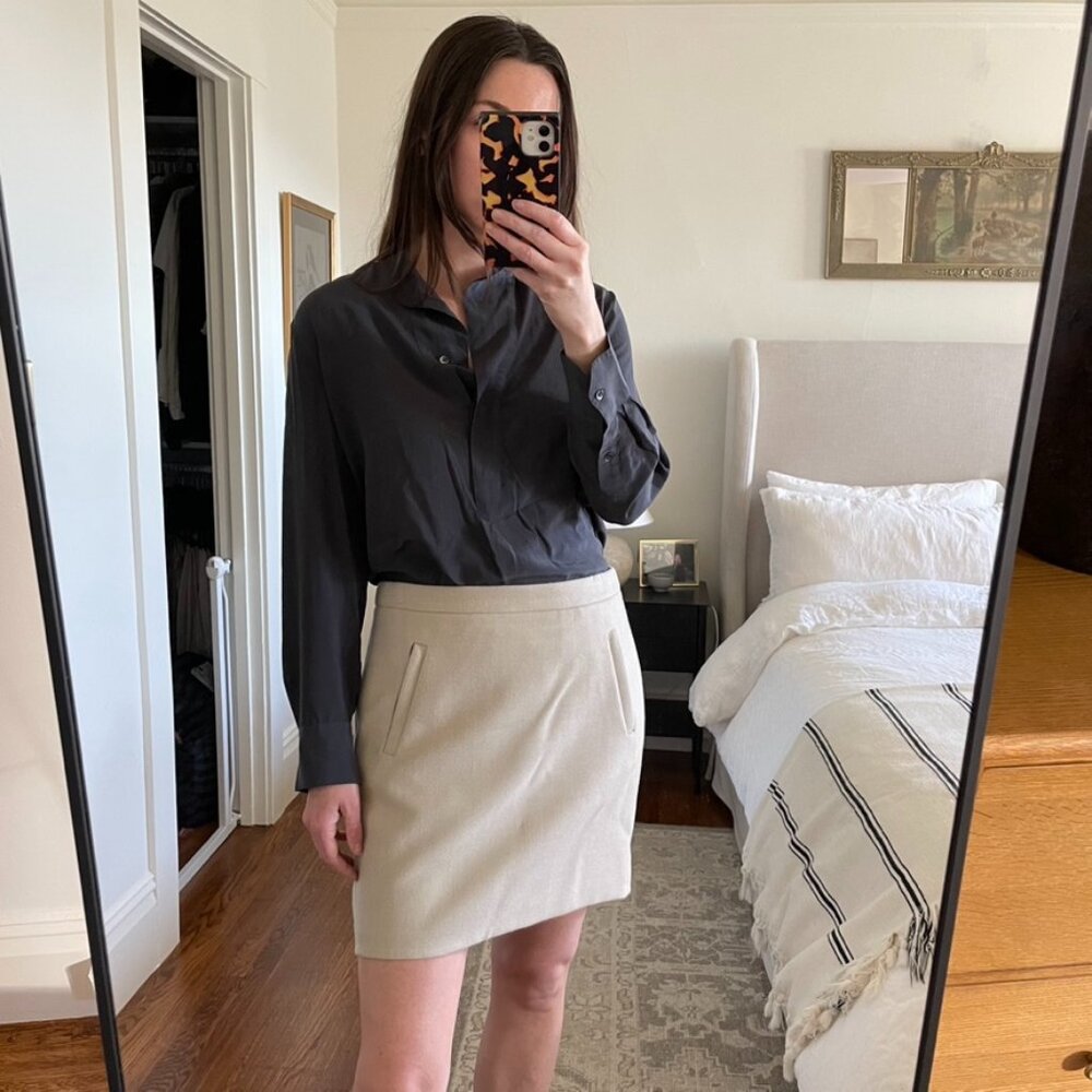 J Crew Wool Pencil Skirt with Zippered Pockets